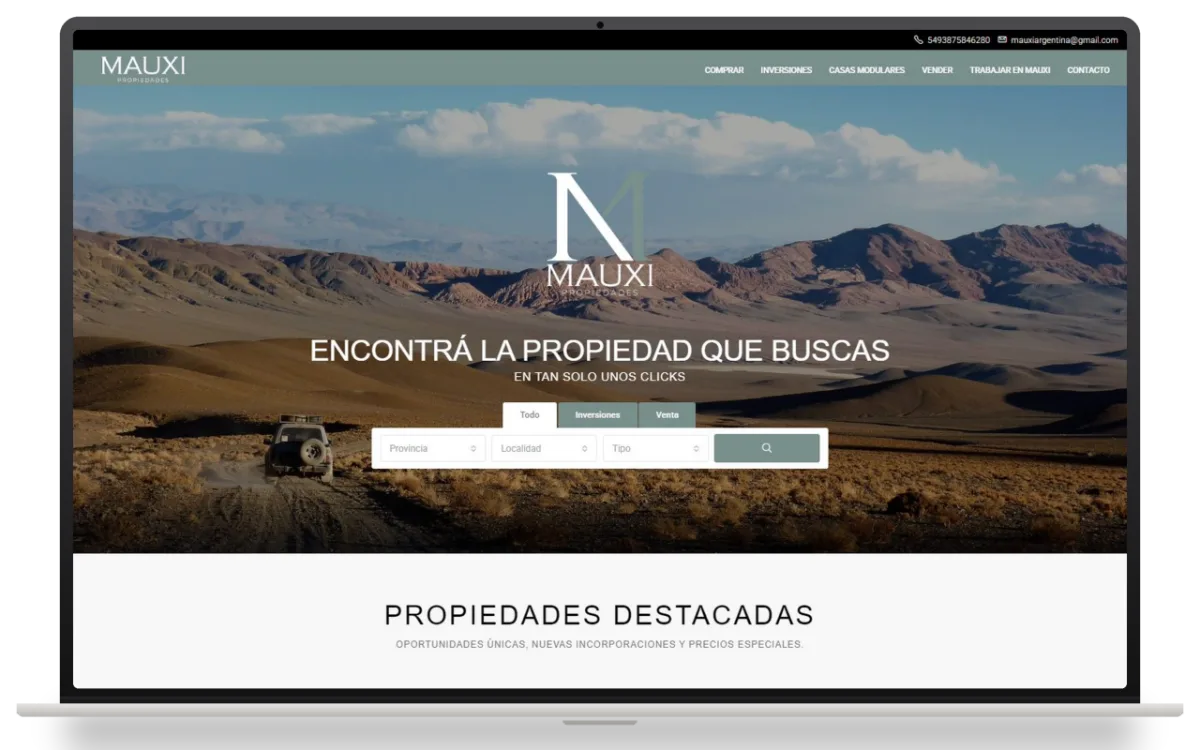 Sitio web de Mauxi desarrollado por MOBA